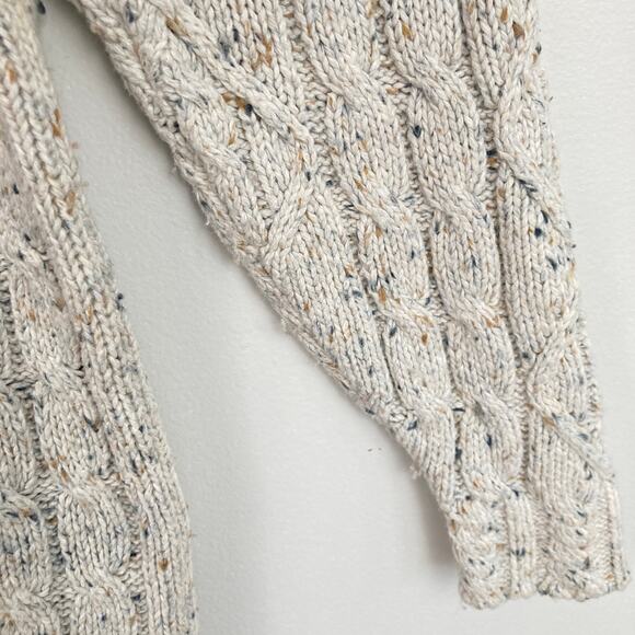 Vintage St. John's Bay Womens M Beige Marled Cable Knit Long Sweater Fisherman - Picture 9 of 14